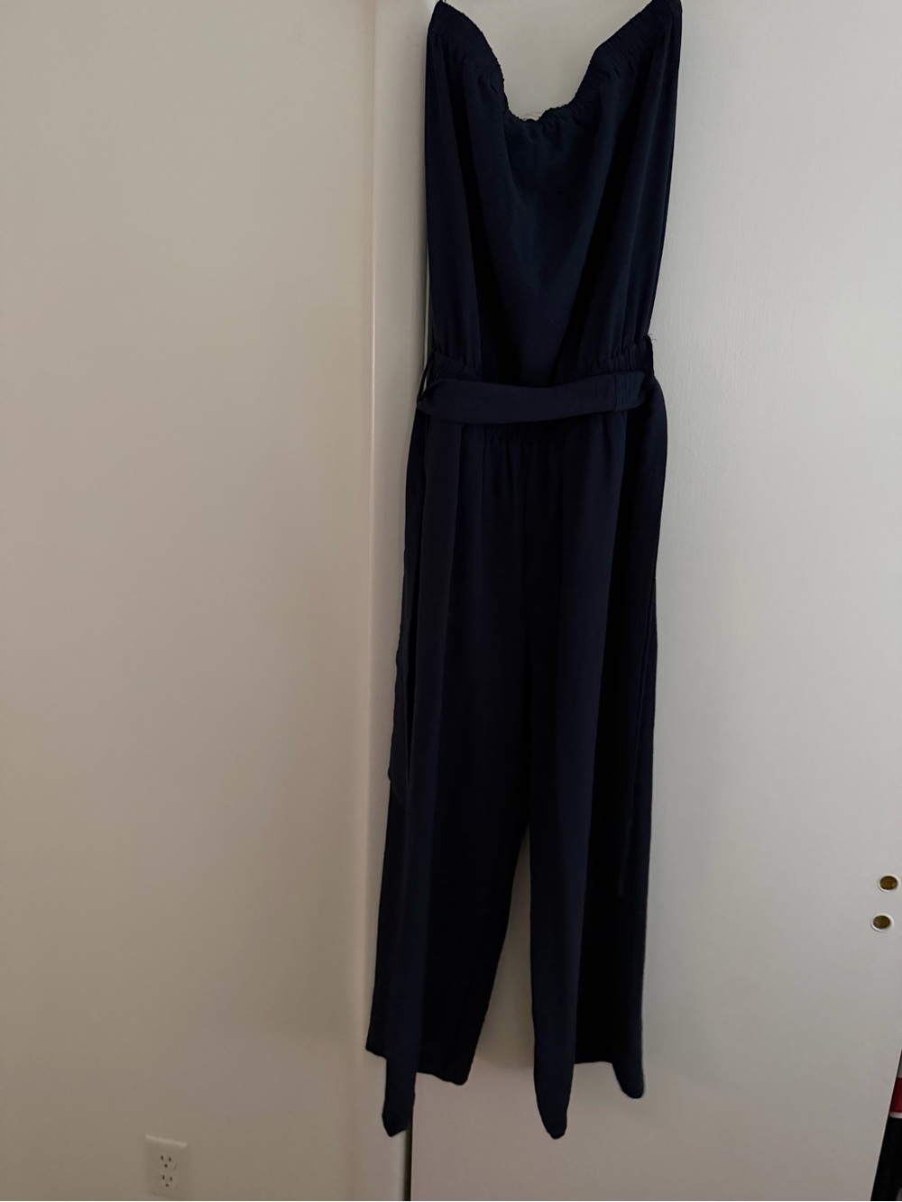 bishop + young Navy Strapless Belted Jumpsuit